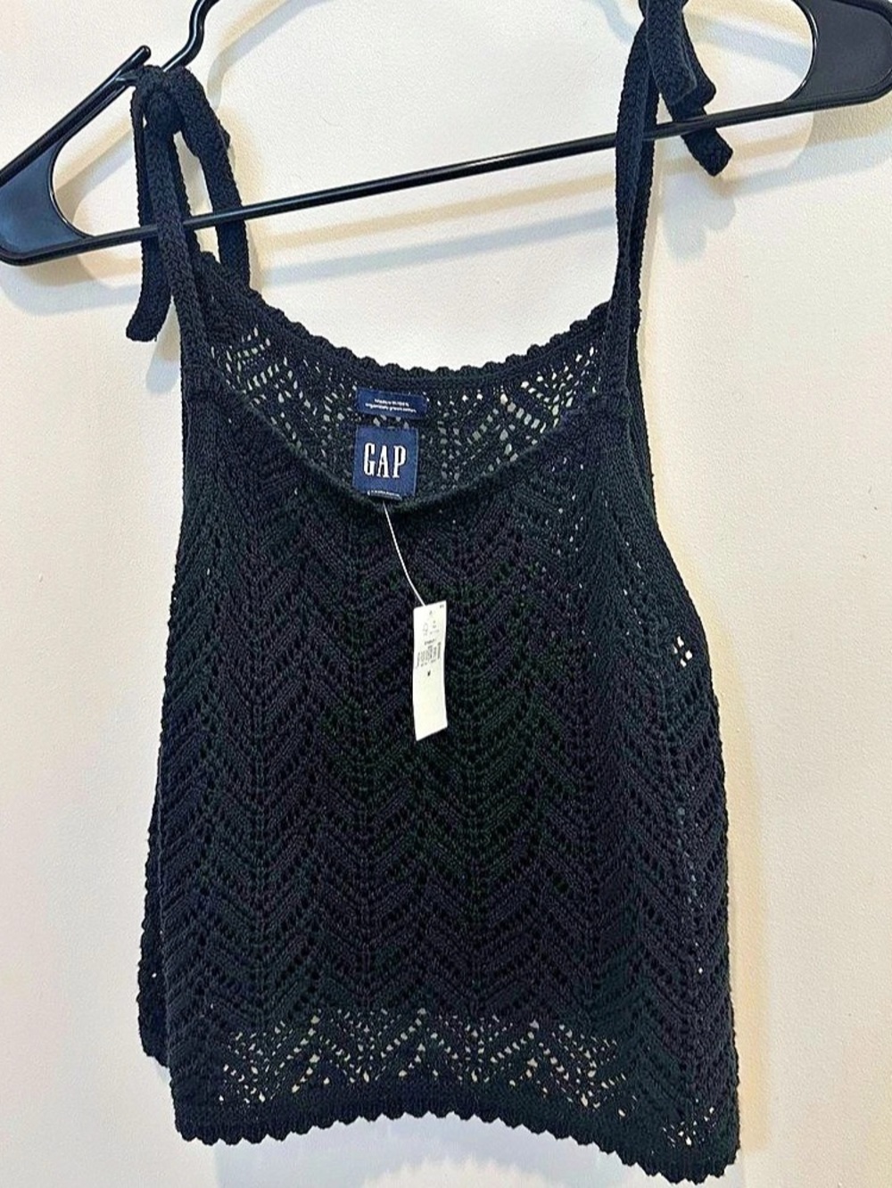 NWT Gap Organic Cotton Crochet Tank Top Black M